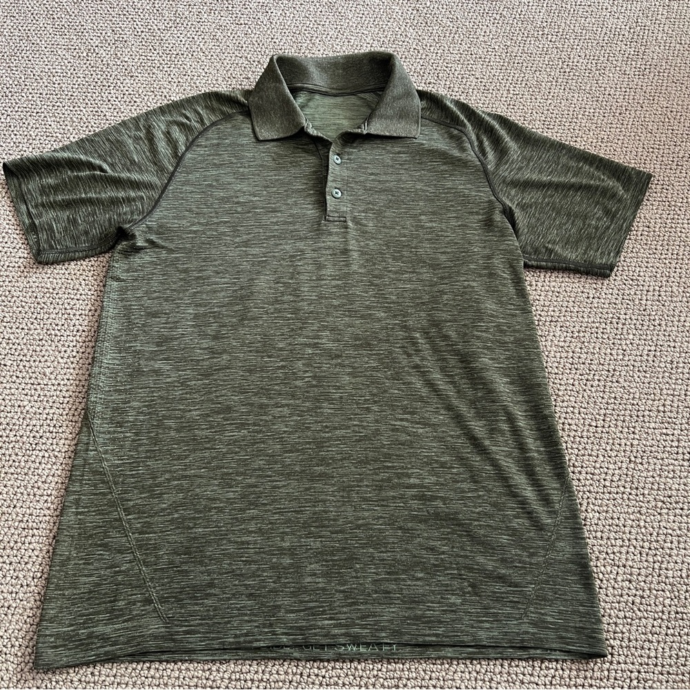 Lululemon Men's Green Short Sleeve Polo Shirt-medium